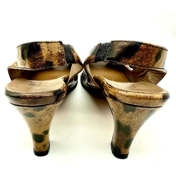 Anyi Lu Leather Animal Print Tulip Buckle Mary Jane Heel Sandals Made in Italy - Picture 5 of 9